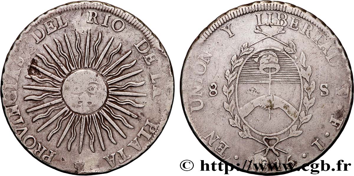 ARGENTINA 8 Soles 1815 Potosi BC+ 