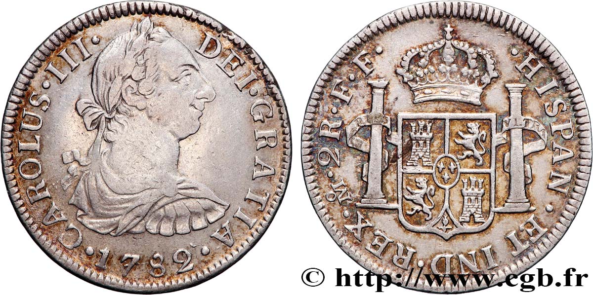 MÉXICO - CARLOS III 2 Reales  1782 Mexico MBC+ 