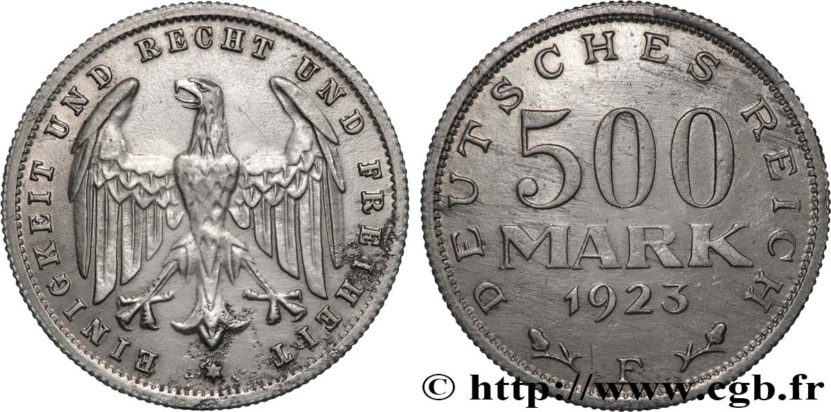 GERMANY 500 Mark aigle 1923 Stuttgart AU 
