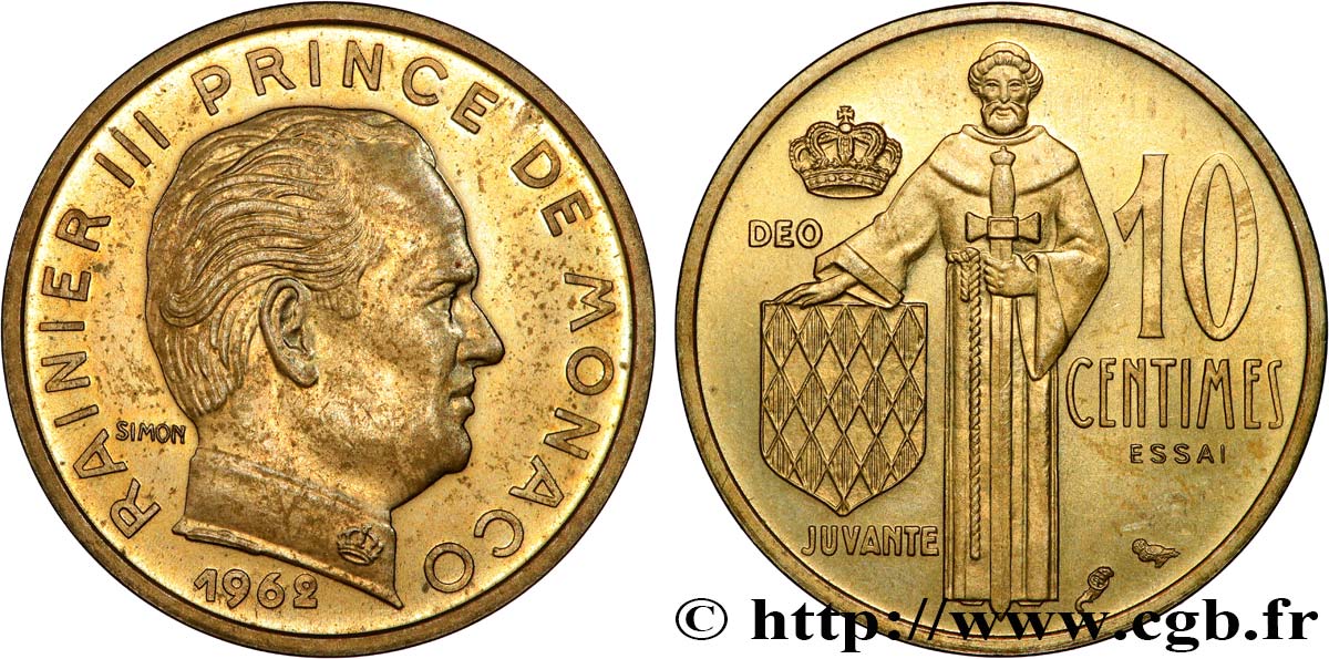 MONACO Essai de 10 Centimes Rainier III 1962 Paris AU 