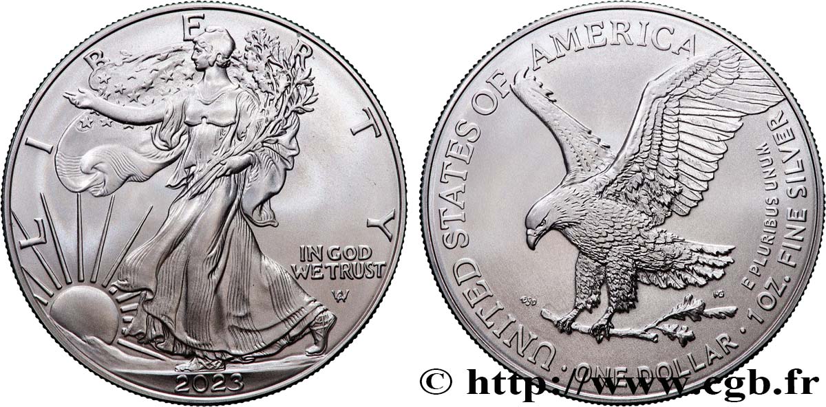ARGENT D INVESTISSEMENT 1 Oz - 1 Dollar Silver Eagle 2023  FDC 
