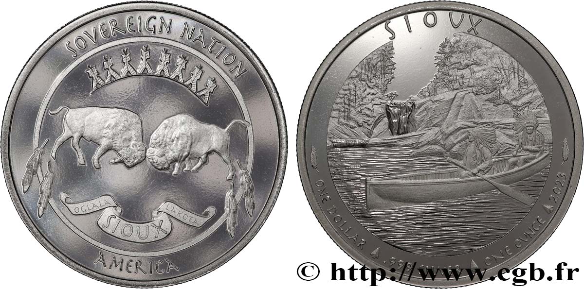 SILVER INVESTMENT 1 Oz - 1 Dollar Chef Indien Sioux 2023  MS 