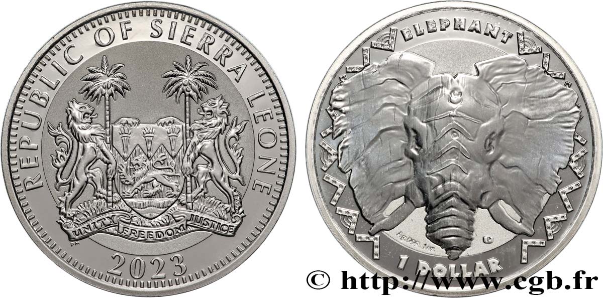 SILVER INVESTMENT 1 Oz - 1 Dollar Éléphant BIG5 2023  ST 