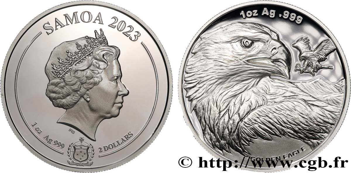 SILVER INVESTMENT 1 Oz - 2 Dollars Proof Aigle Royal 2023  MS 