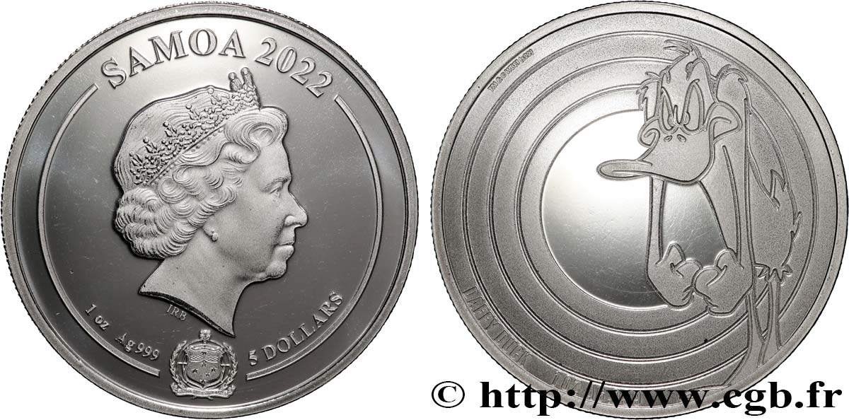 ARGENT D INVESTISSEMENT 1 Oz - 5 Dollars Daffy Duck Looney Tunes 2022  FDC 