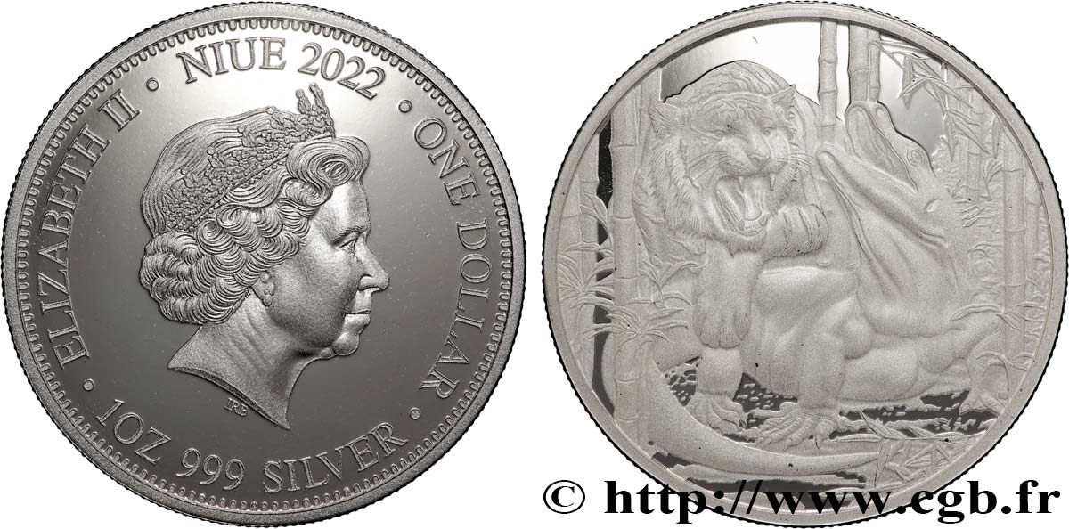 PLATA INVERSIÓN 1 Oz - 1 Dollar Tigre et Dragon de Komodo 2022  FDC 