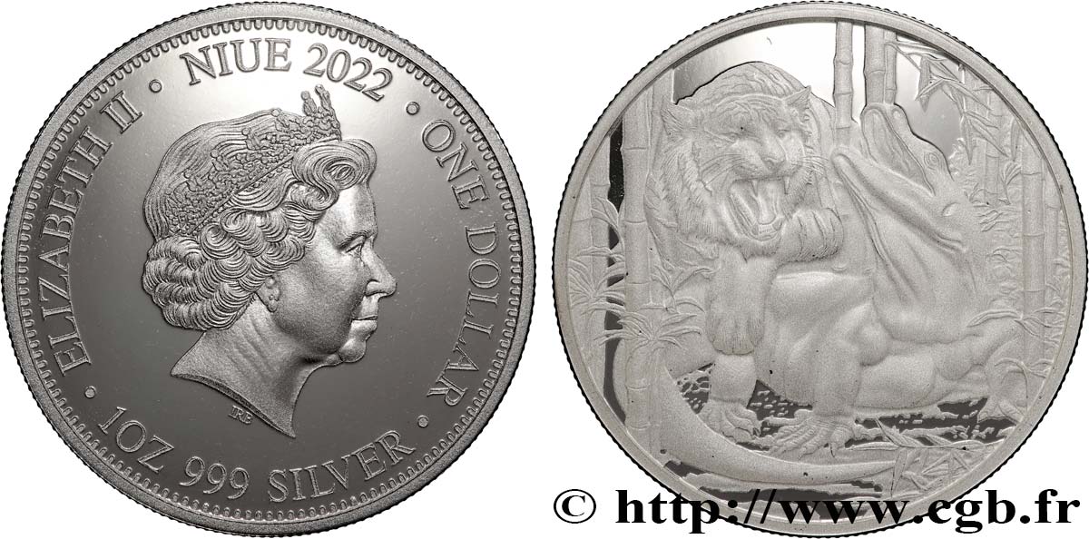 SILVER INVESTMENT 1 Oz - 1 Dollar Tigre et Dragon de Komodo 2022  MS 