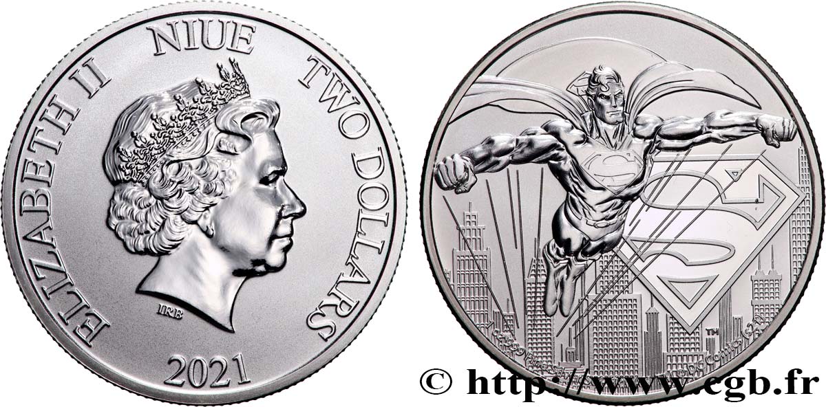 SILVER INVESTMENT 1 Oz - 2 Dollars Superman 2021  FDC 