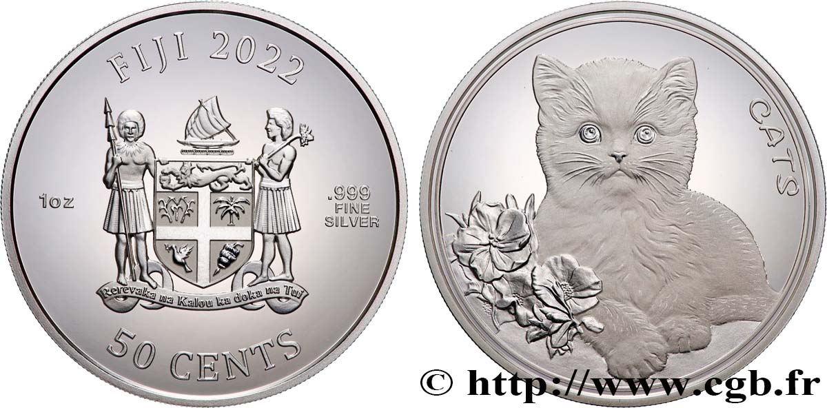 ARGENT D INVESTISSEMENT 1 Oz - 50 Cents Chat 2022  FDC 