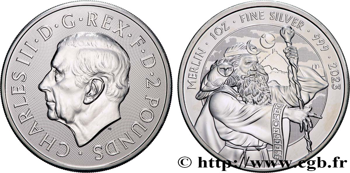 SILVER INVESTMENT 1 Oz - 2 Pounds Merlin 2023  MS 