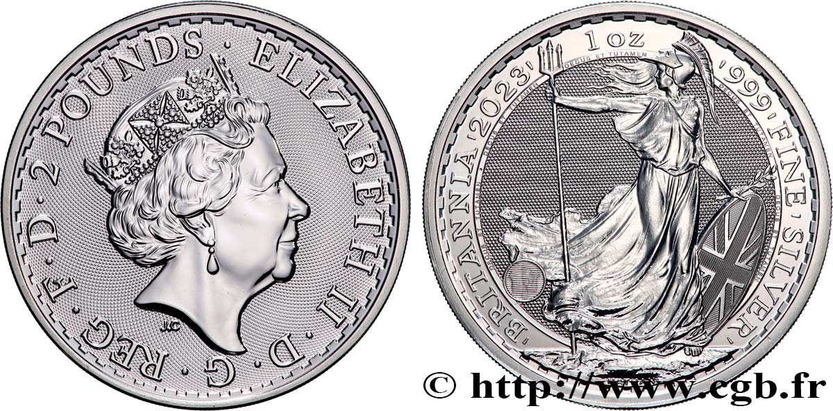 SILVER INVESTMENT 1 Oz - 2 Pounds Britannia 2023  ST 