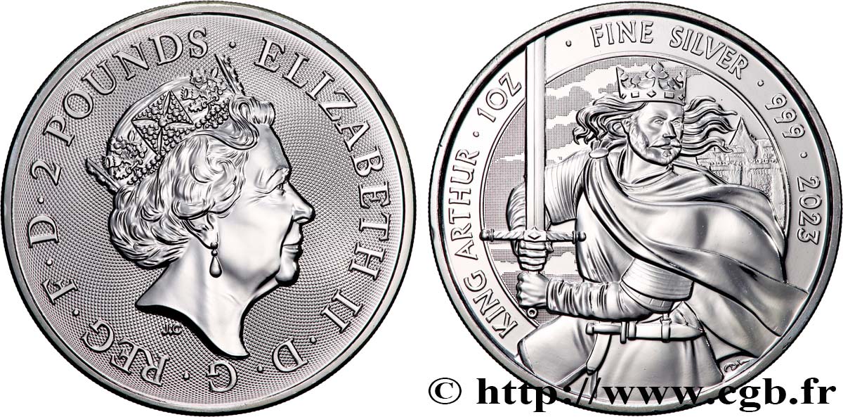 SILVER INVESTMENT 1 Oz - 2 Pounds Roi Arthur 2023  FDC 