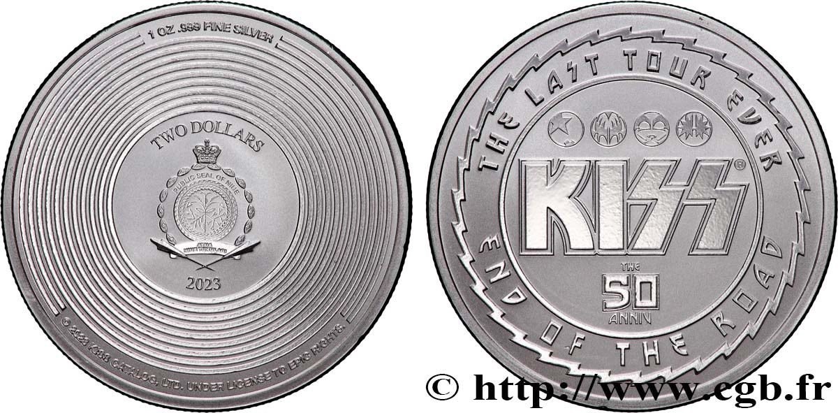 SILVER INVESTMENT 1 Oz - 2 Dollars KISS 2023  MS 