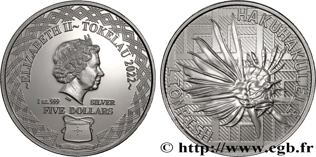 SILVER INVESTMENT 1 Oz - 5 Dollars Poisson-Lion 2022  MS 