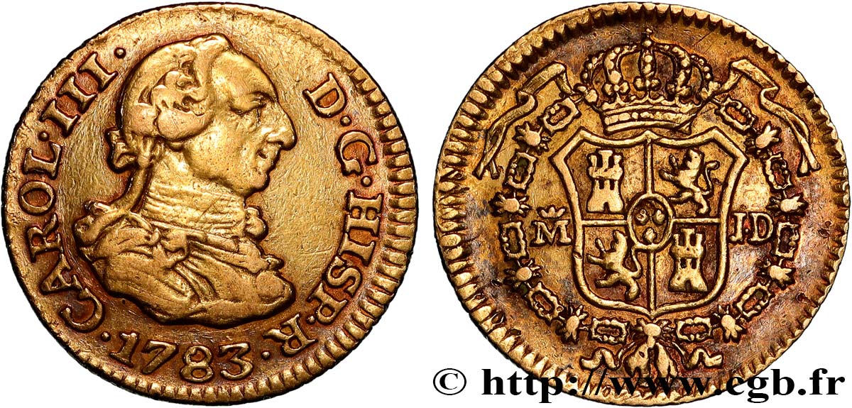 ESPAÑA - REINO DE ESPAÑA - CARLOS III 1/2 Escudo 1783 Madrid MBC 