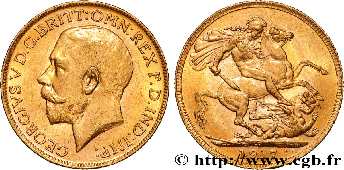 OR, PALLADIUM ET PLATINE INVESTISSEMENT 1 Souverain Georges V 1917 Perth TTB+ 