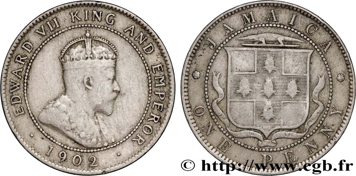 JAMAÏQUE 1 Penny Édouard VII 1902  TB 