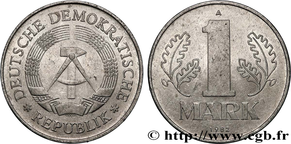 ALLEMAGNE RÉPUBLIQUE DÉMOCRATIQUE 1 Mark emblème de la RDA 1982 Berlin TTB+ 