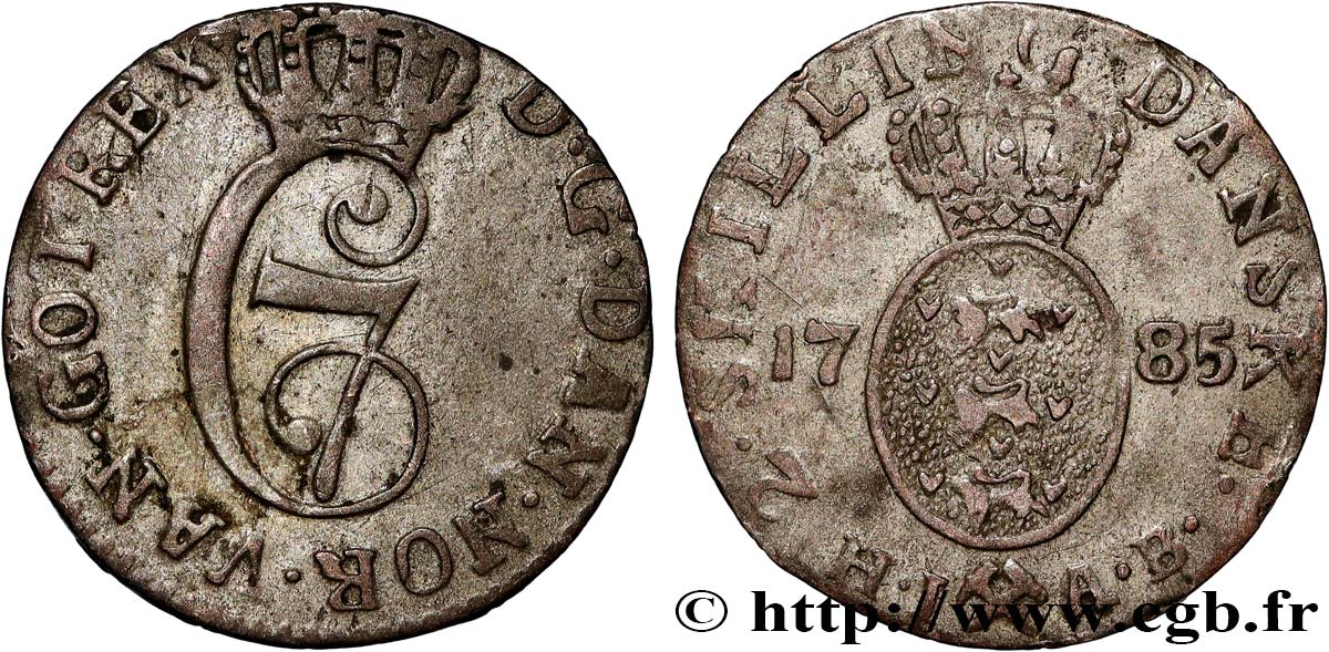 DANEMARK 2 Skilling Christian VII 1785 Konsberg TB+ 