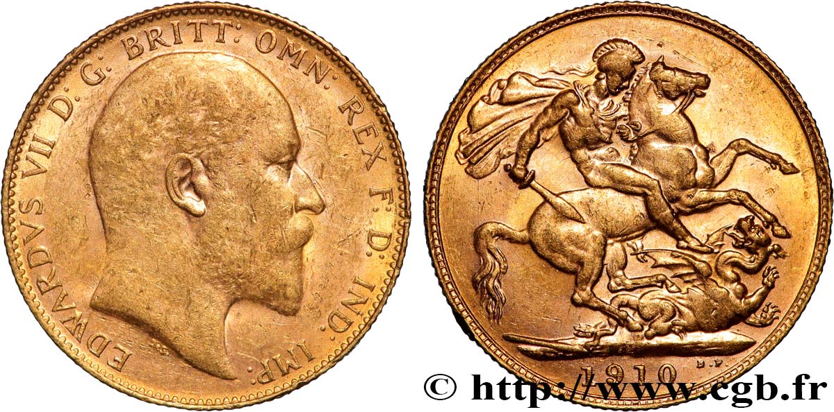 OR, PALLADIUM ET PLATINE INVESTISSEMENT 1 Souverain Edouard VII 1910 Perth TTB+ 