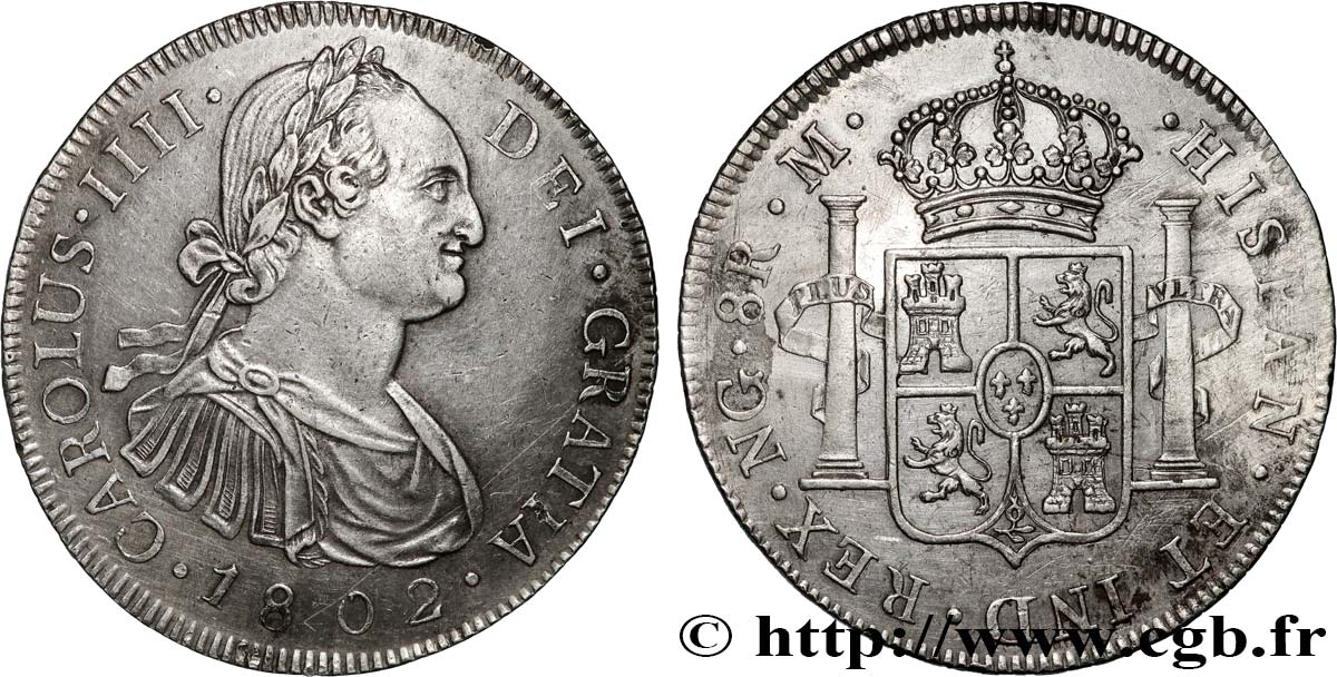 GUATEMALA 8 Reales Charles IV 1802 Nueva Granada SS 