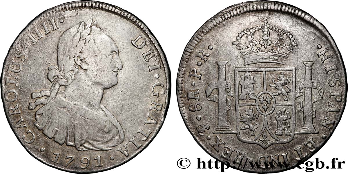 BOLIVIA 8 Reales Charles IV 1791 Potosi q.BB 