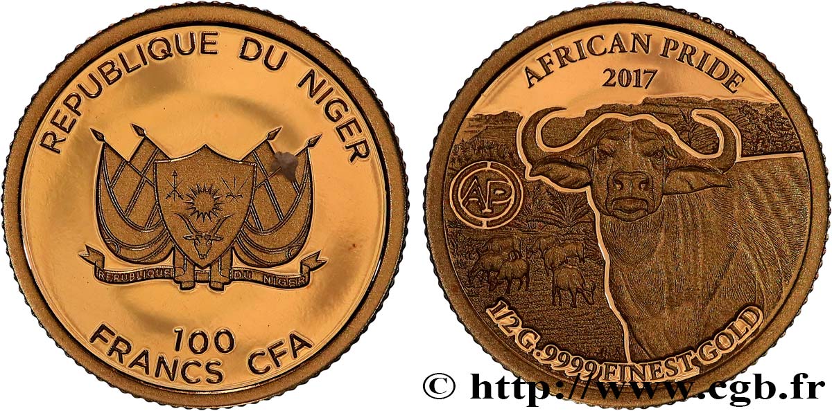 NIGER 100 Francs CFA Proof African Pride : Buffle 2017  MS 