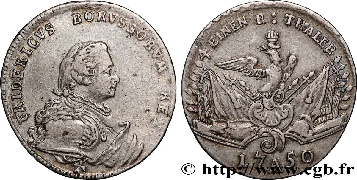 ALLEMAGNE - ROYAUME DE PRUSSE - FRÉDÉRIC II LE GRAND 1/4 Thaler  1750 Berlin TTB 
