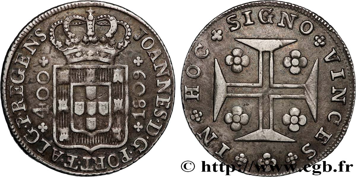 PORTUGAL - KINGDOM OF PORTUGAL - JOHN PRINCE REGENT 400 Réis  1809 Lisbonne XF/AU 