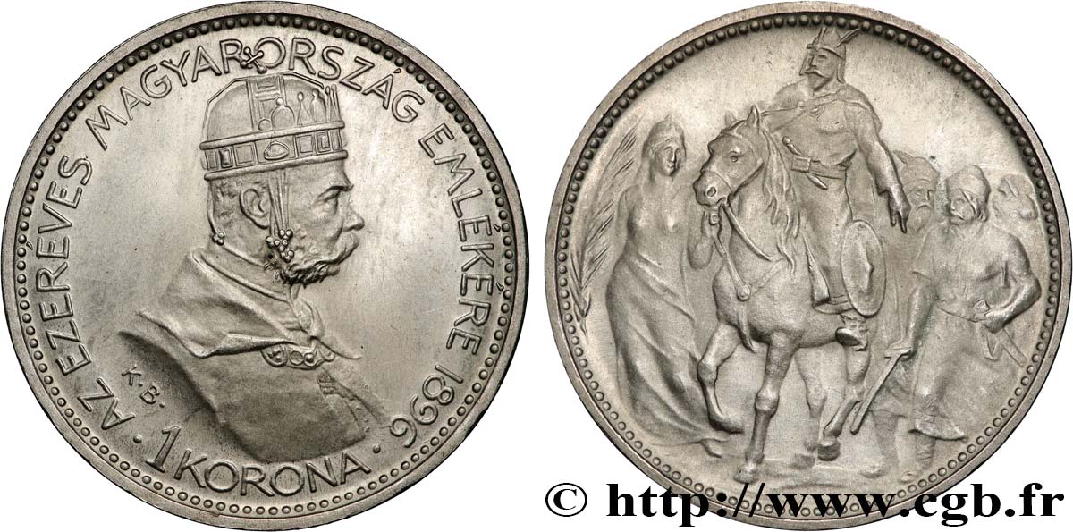UNGHERIA 1 Korona François-Joseph - commémoration du millénium 1896  MS 