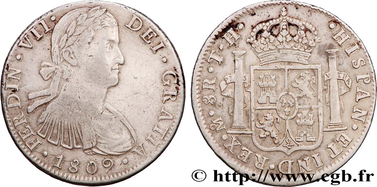 MEXIQUE - FERDINAND VII 8 Reales  1809 Mexico TTB 