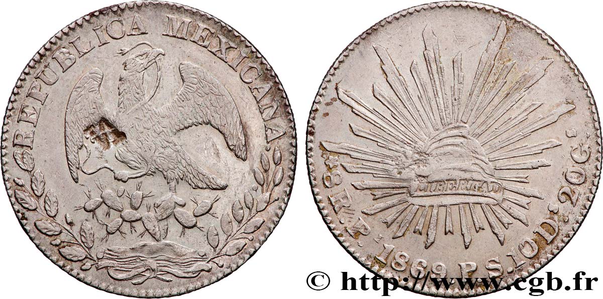 MEXICO 8 Reales 1869 San Luis Potosi XF 