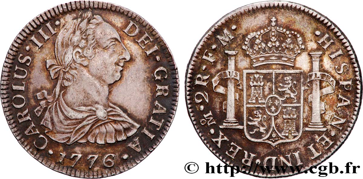 MÉXICO - CARLOS III 2 Reales  1776 Mexico MBC+ 