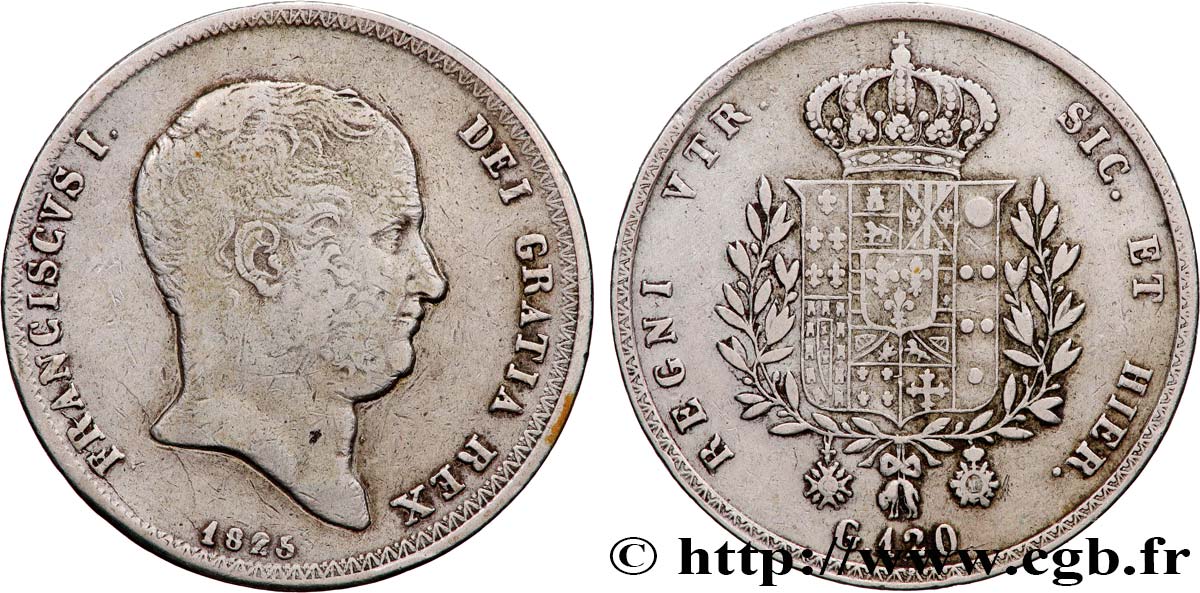 ITALY - KINGDOM OF THE TWO SICILIES 120 Grana François Ier 1825 Naples VF 