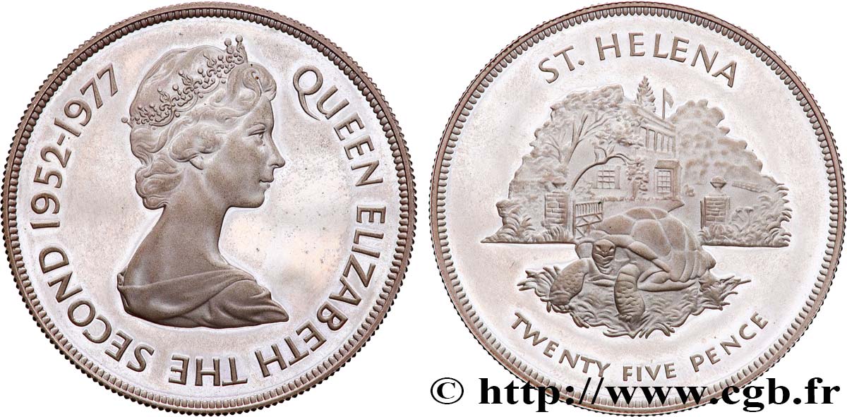 ST. HELENA 25 Pence Proof Jubilé d’Élisabeth II 1977  fST 