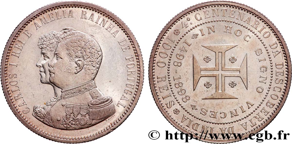 PORTOGALLO 1000 Réis Charles Ier et Amélie 1898  SPL 