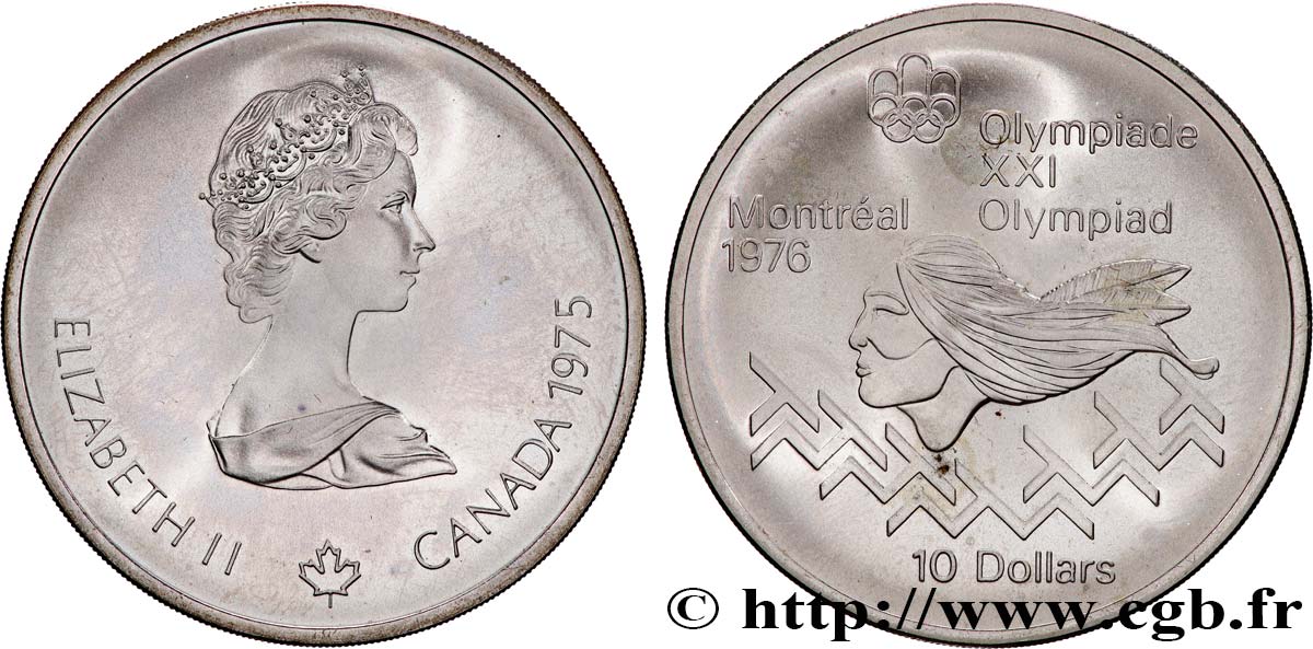 CANADA 10 Dollars JO Montréal 1976 saut d’obstacles hommes / Elisabeth II 1975  MS 