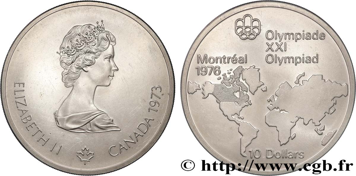 CANADA 10 Dollars JO Montréal 1976 carte du Monde 1973  MS 