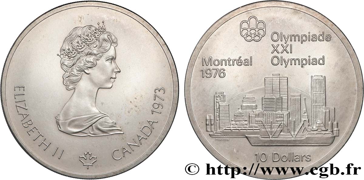 CANADA 10 Dollars JO Montréal 1976 “skyline” de Montréal 1973  MS 