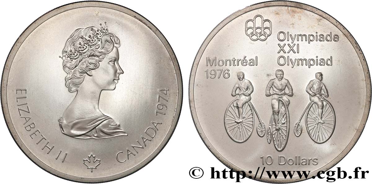 CANADA 10 Dollars JO Montréal 1976 cyclisme 1974  MS 