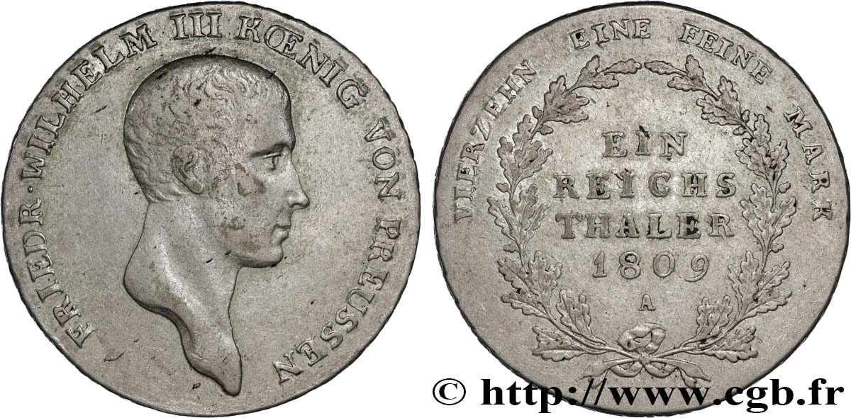 DEUTSCHLAND - PREUßEN Thaler Frédéric-Guillaume III 1809 Berlin fSS 