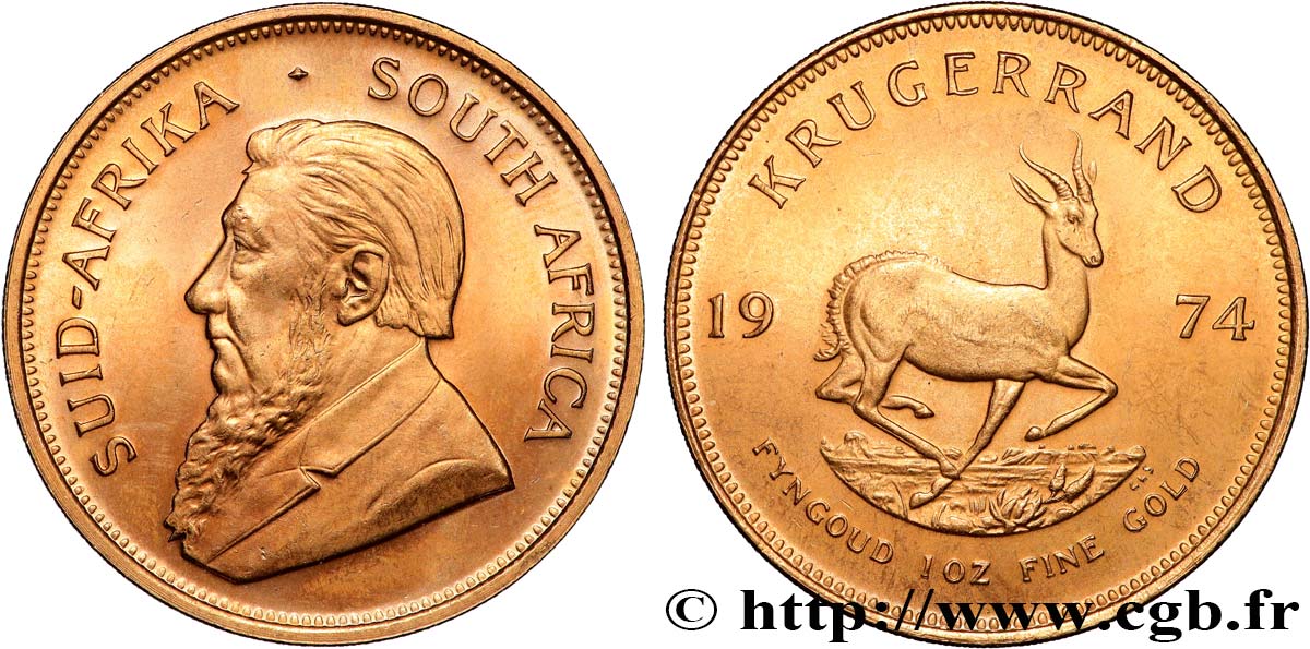 GOLD, PALLADIUM & PLATINUM INVESTMENT 1 Oz - 1 Krugerrand Paul Kruger 1974 Prétoria MS 