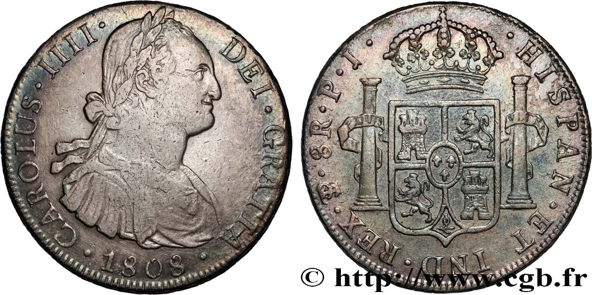 BOLIVIA - CHARLES IV 8 Reales  1808 Potosi XF 