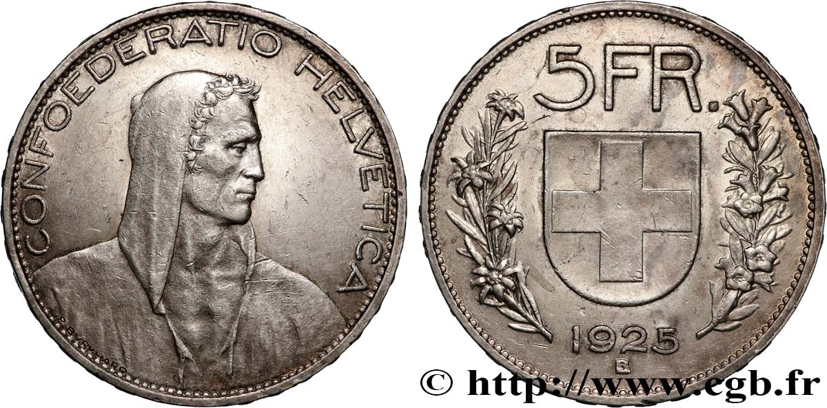 SCHWEIZ 5 Francs berger 1925 Berne SS 
