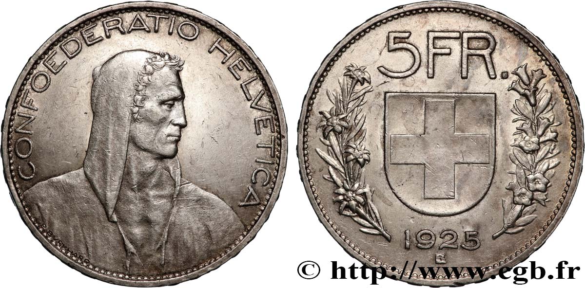 SVIZZERA  5 Francs berger 1925 Berne BB 