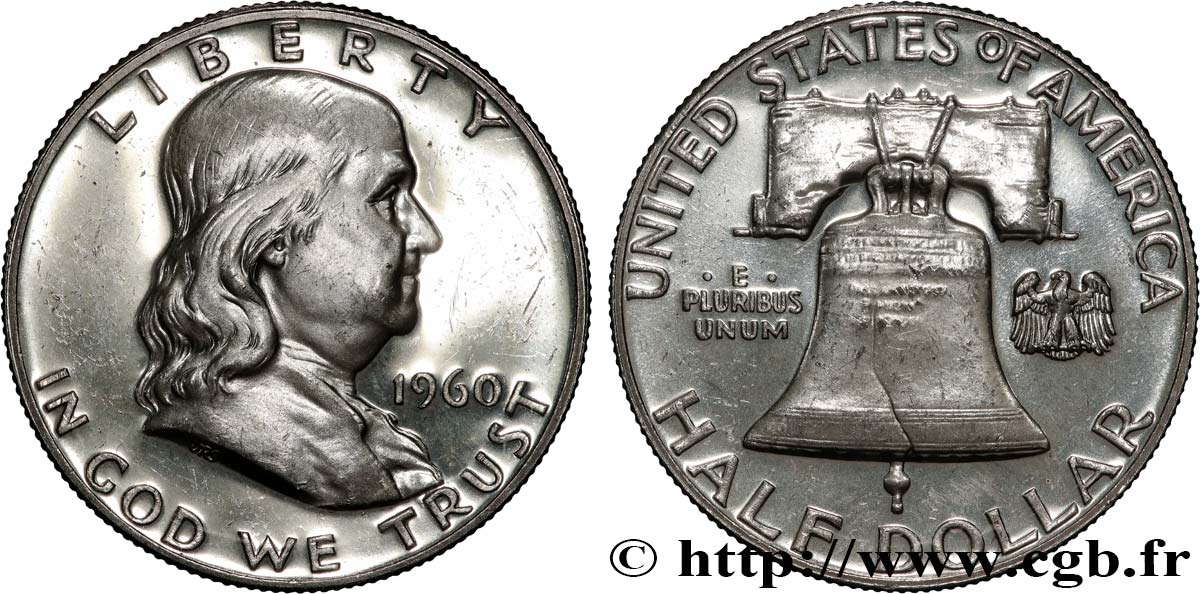 ESTADOS UNIDOS DE AMÉRICA 1/2 Dollar Proof Benjamin Franklin 1960 Philadelphie SC 