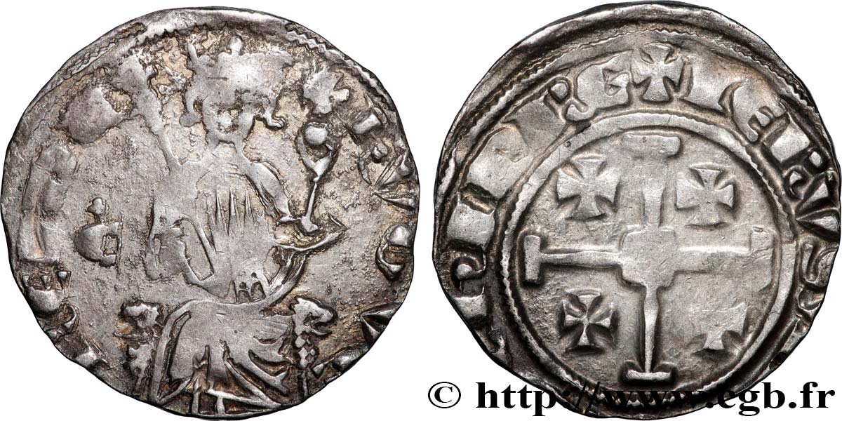 KINGDOM OF CYPRUS - HUGUES IV OF LUSIGNAN Gros n.d. Nicosie BC+ 