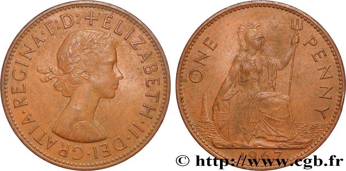 REGNO UNITO 1 Penny Elisabeth II 1967  q.SPL 