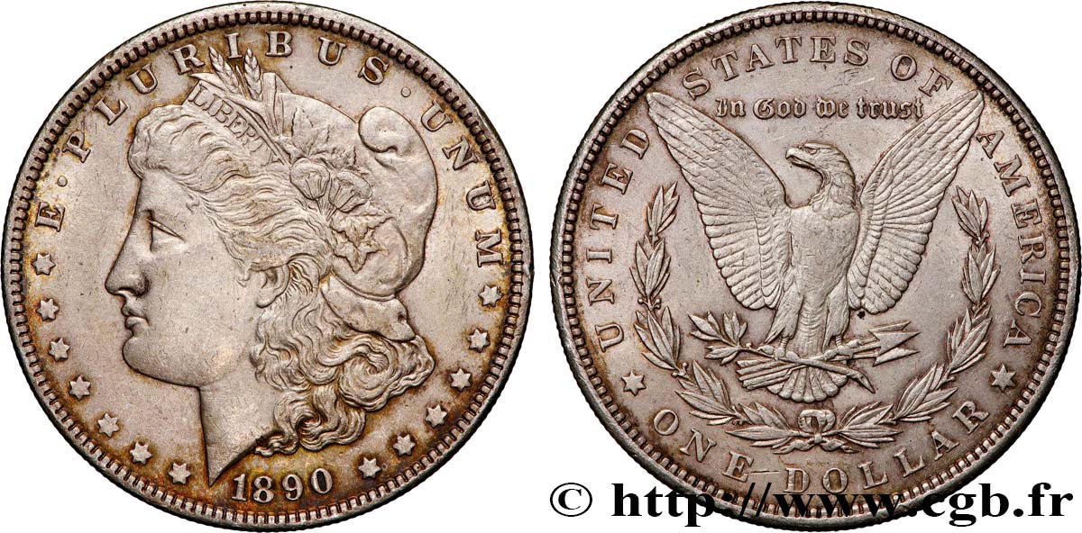 ÉTATS-UNIS D AMÉRIQUE 1 Dollar Morgan 1890 Philadelphie TTB+ 