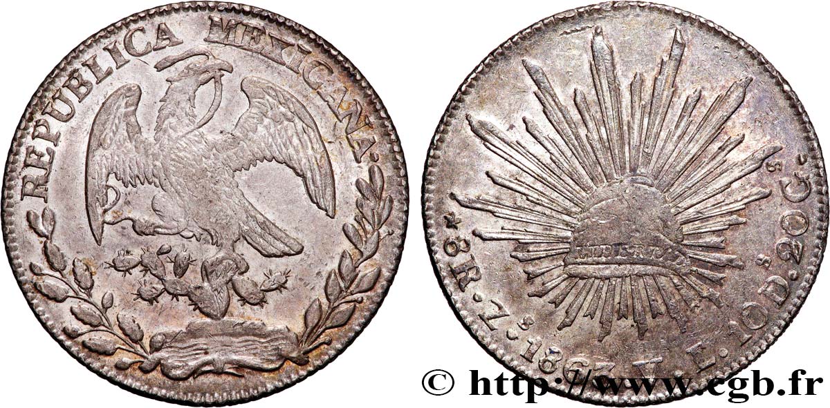 MEXIKO 8 Reales 1863 Zacatecas VZ 